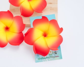 Red Plumeria Hair Clip,   3 Inch Foam Flowers,  Beach Hair Clips, Tropical Wedding, Summer  Accessories