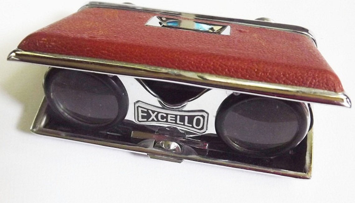 Vintage Binoculars Sports Glasses Excello Collapsible Folding Etsy