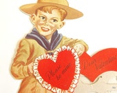 Boy Scout Valentine Card Vintage Antique Scrap Book Scrapbook Ephemera Collectible 1940 - 1950