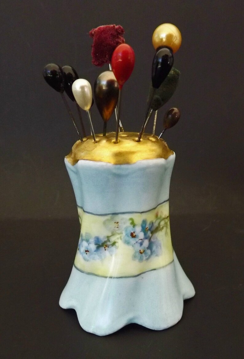 Antique Vintage Hat Pin Holder Hand Painted Porcelain Decor Etsy
