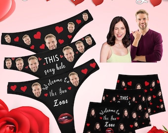 Custom Face Thong, Personalized Underwear, Valentine's Day Gift