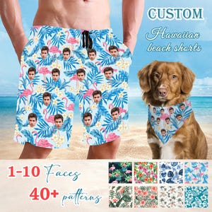 Custom Face Swim Shorts for Men, Personalized Beach Trunks for Bachelor or Birthday Party, Funny Photo Swimwear for Summer, Beach, and Party