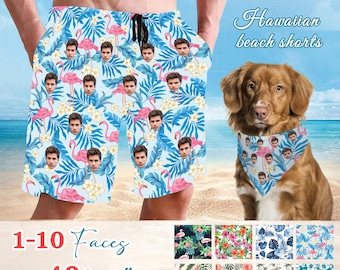 Aangepaste zwemshort voor heren, gepersonaliseerde strandbroek voor vrijgezellenfeest of verjaardagsfeestje, grappige fotobadkleding voor zomer, strand en feest