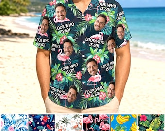 Look Who is 30/40/50...! Hawaiian Shirt with Face, Custom Birthday Shirt with Face, Personalized Button Hawaiian Shirts for Birthday Party