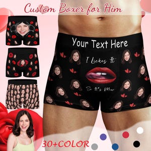 Custom Face Boxer for Men,Personalized Underwear with Photo, Boxer Briefs,Valentine&#39;s Day Birthday Gifts,Boyfriend Husband Gift,Gift for Him