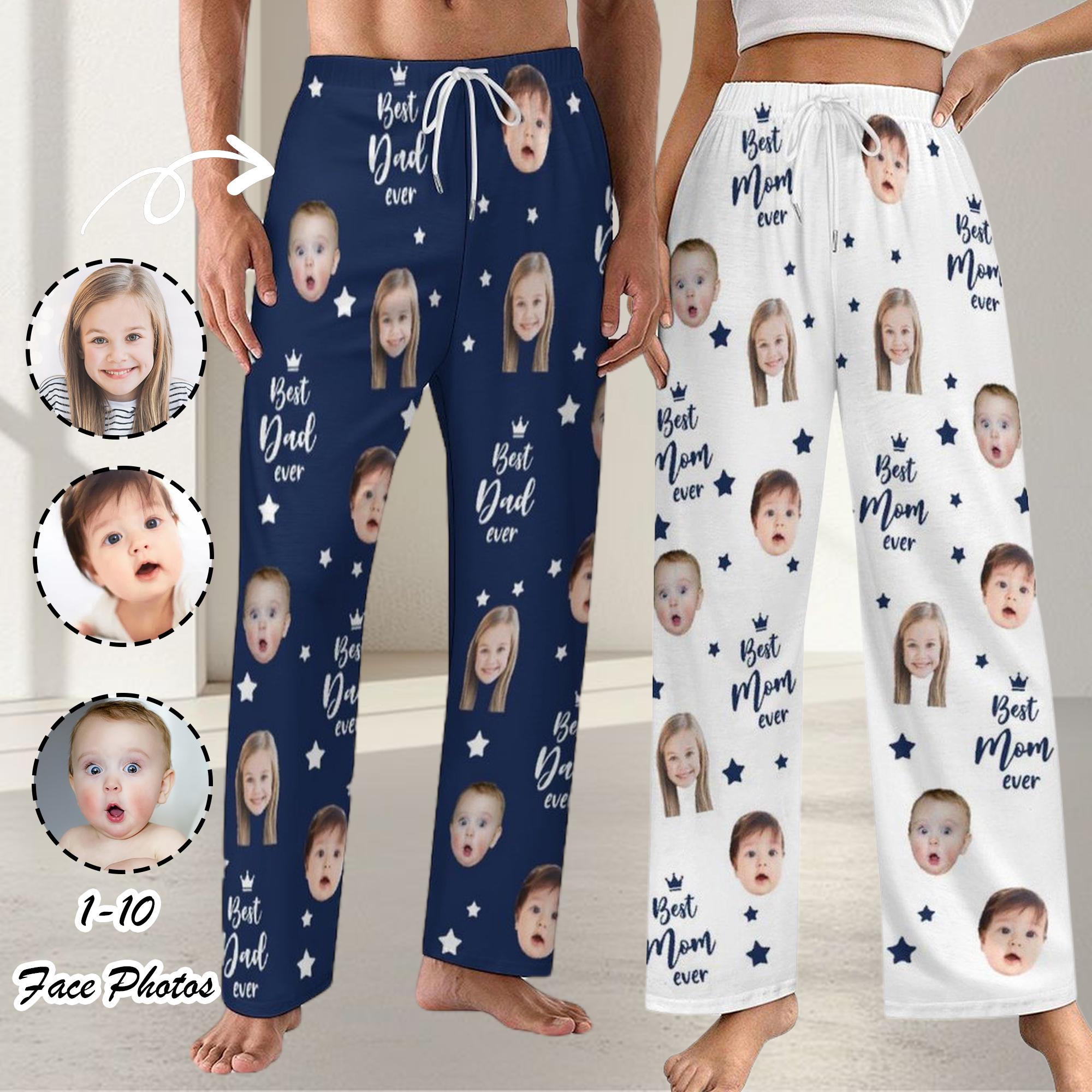 Custom Face Pajama Pants, Personalized Dad PJs, Best Dad Ever Lounge Pants, Funny Father's Day Gift, Custom Photo Pajamas, Gift for Him Her