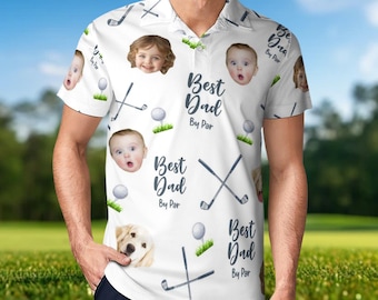 Custom Face Golf Polo Shirt, Personalized Dad Gift