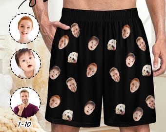 Custom Face Pajamas Pants Shorts, Personalized Men Pajamas, Custom Picture Face Pajamas, Custom Face Sleepwear, Short Pajama, Gift for Him