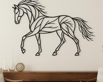 Elegant Horse Metal Wall Art | Minimalist Equestrian Decor