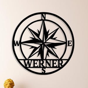 Custom Compass Metal Wall Art – Personalized Nautical Wall Decor with Name for Home, Cabin or Office, Family Name Decor, Christmas Gift