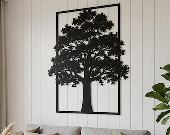 Decorazione murale in metallo a forma di albero - Silhouette naturale, stile rustico minimalista - Arredamento moderno per la casa