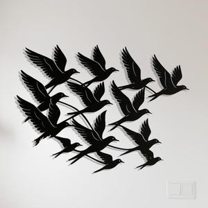 Flying Birds Metal Wall Art | Modern Bird Flock Wall Decor | Minimalist Nature Wall Hanging | Unique Metal Gift for Home