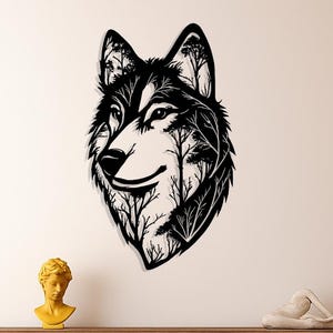 Wolf Forest Silhouette Metal Wall Art – Majestic Wildlife Nature Decor for Cabin, Living Room, or Office, Outdoor Decor,  Large Room Decor