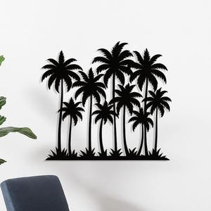 Tropical Palm Tree Metal Wall Art – Minimalist Beach Vibe Decor for Living Room or Office, Coastal House, Tropical Wall Sign, Tropical Decor