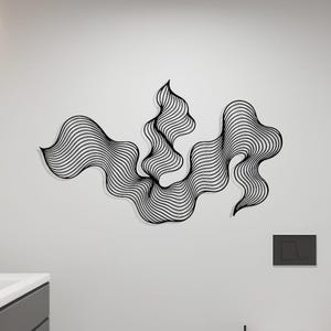 Abstract Flow Metal Wall Art | Modern Wave Line Sculpture, Horizontal Minimalist Wall Decor, Mid Century Modern Decor, Luxury Style Wall Art