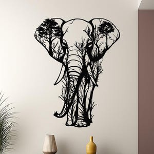 Metall Elefant Wanddekor, Bäume und Elefant Zeichen, Geschenk für Naturliebhaber, Haus Wohnzimmer Dekorationen, Metall Wandkunst, Natur Blick Dekor