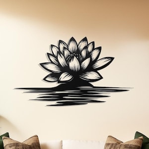 Lotus Flower Metal Wall Art – Zen Inspired Minimalist Decor for Yoga Room or Meditation Space, Outdoor Wall Art, Housewarming Gift