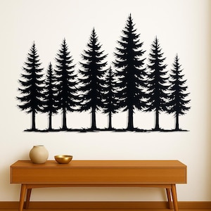 Decorazione da parete in metallo a forma di albero di pino, decorazione da parete in metallo a forma di albero, natura, regalo unico per la casa, decorazione naturale a forma di foresta, decorazione da parete per esterni, albero di pino in metallo