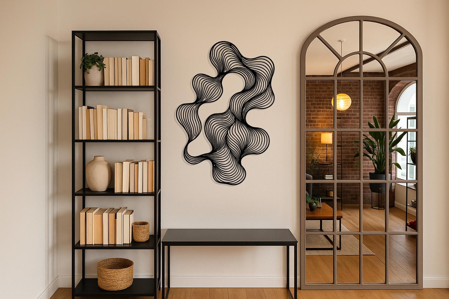 Abstract Metal Wall Decor, Modern Line Sculpture, Minimalist ...