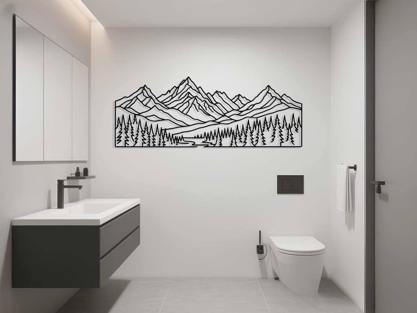 Mountain Forest Metal Wall Art - Nature Landscape Wall Decor - Rustic ...