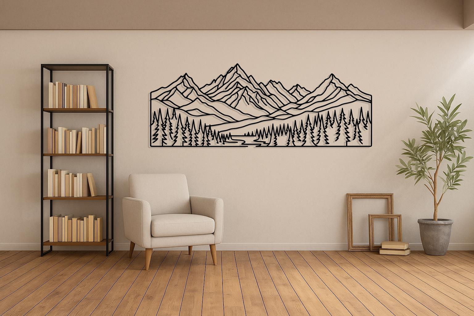 Mountain Forest Metal Wall Art - Nature Landscape Wall Decor - Rustic ...