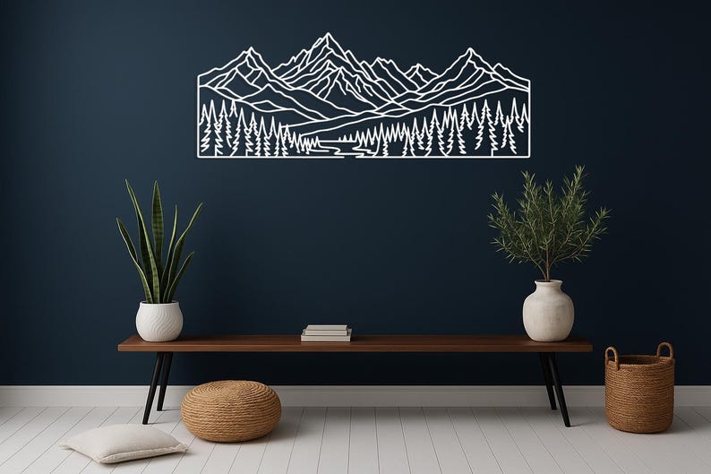 Mountain Forest Metal Wall Art - Nature Landscape Wall Decor - Rustic ...