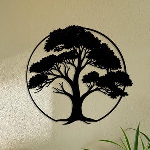 Circle Tree of Life Metal Wall Art – Modern Nature-Inspired Tree Silhouette Decor for Home or Garden, Outdoor Decor, Gift For Tree Lovers