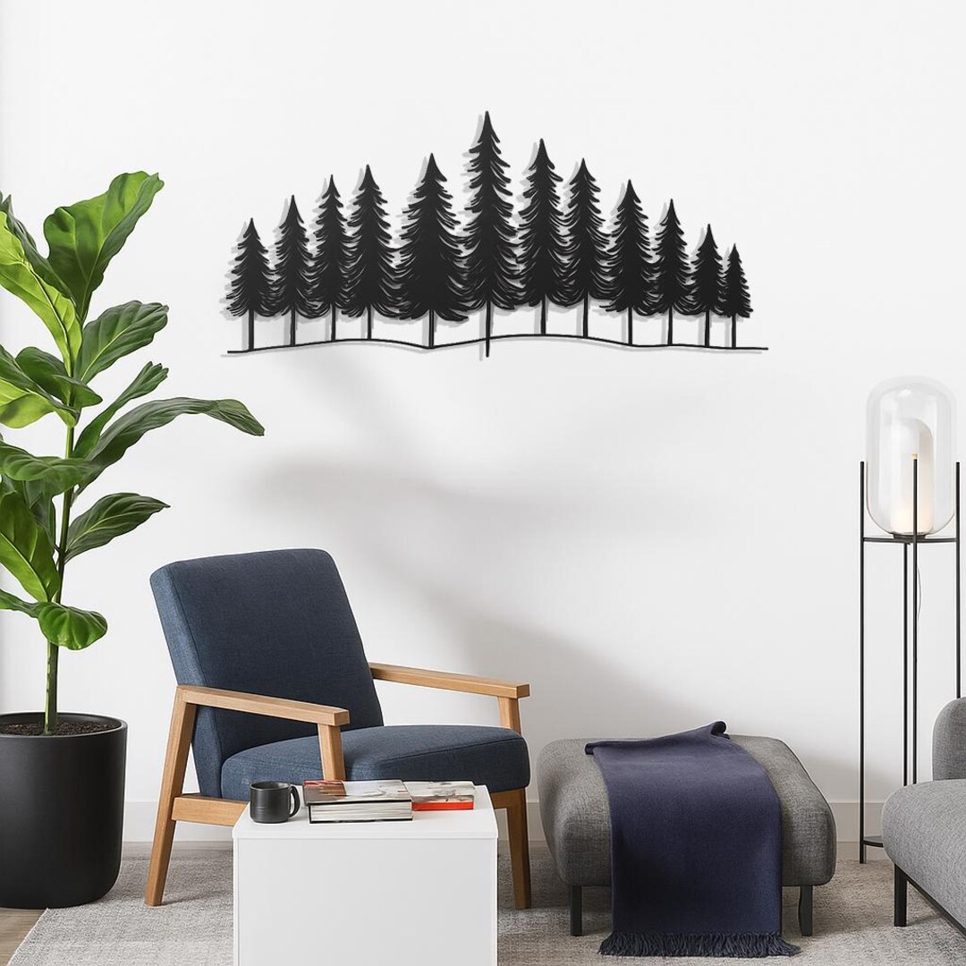 Pine Forest Metal Wall Art - Nature Landscape Decor - Rustic Tree ...