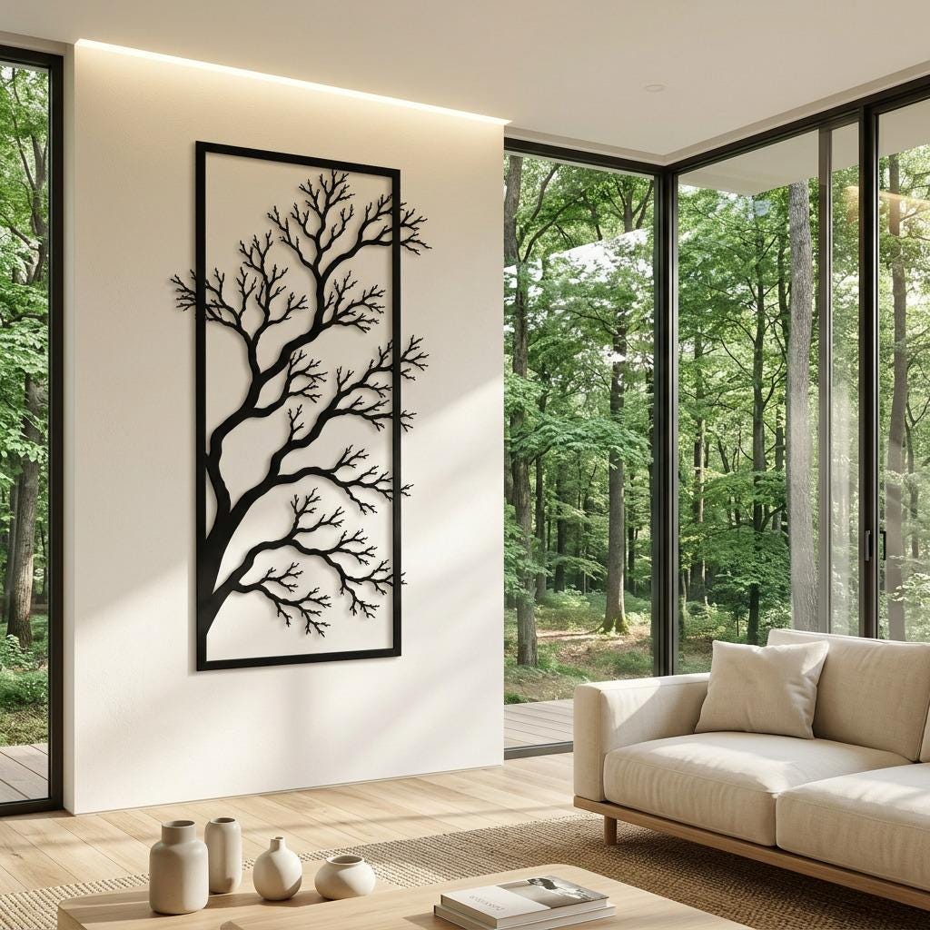 Tree Metal Wall Art, Forest Branch Decor, Modern Nature Sculpture - Etsy