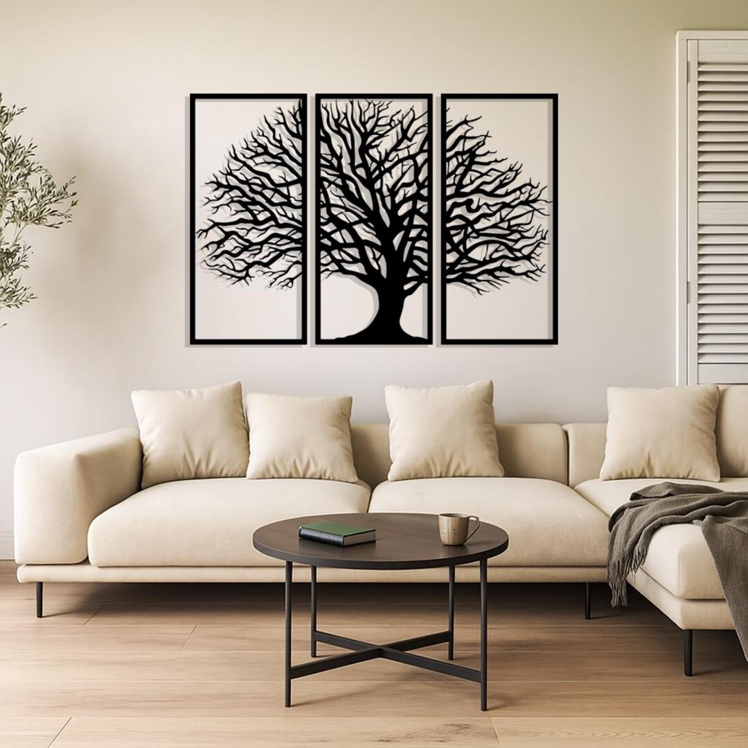 Tree of Life Metal Wall Art Set – 3 Panel Tree Wall Decor – Modern ...