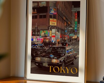Tokyo Shinjuku Night Taxi Photo Print, Japan Travel Art (Digital Print)