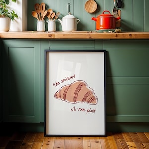 Croissant Print, Trendy Wall Art, French Bakery Wall Art, Kitchen Decor, Coffee Shop Decor, French Poster, Aesthetic Print, Digital Download