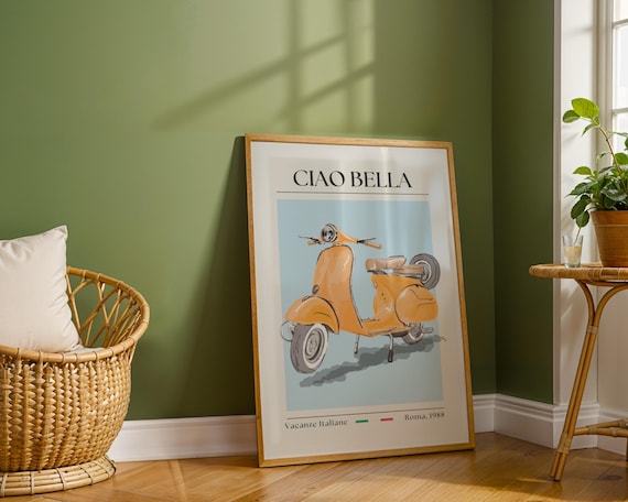 Cadre Bois Déco Vintage Scooter - Publicité Rétro 25x15 Cm - Made In France
