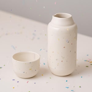 Ceramic water carafe with cup - Confetti collection