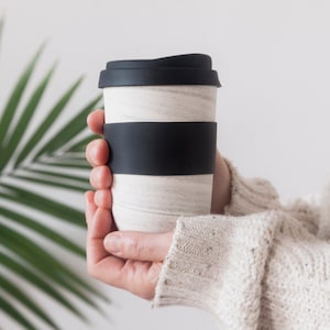 Tasse de transport en céramique | Tasse de voyage avec couvercle en silicone | Tasse à café écologique