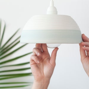 White pendant lighting No7 , Ceramic pendant lamp , Ceramic lampshade , Ceiling lighting