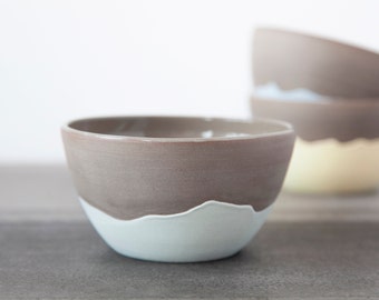 Stoneware bowl with teal drips , Ceramic bowl , Handmade ceramic bowl , Coffee bowl , Modern stoneware bowl