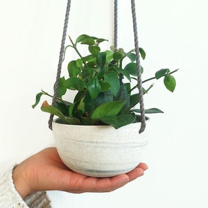 Small hanging planter speckled ceramic , Ceramic plant hanger , Hanging plant pot , Indoor planter image 7