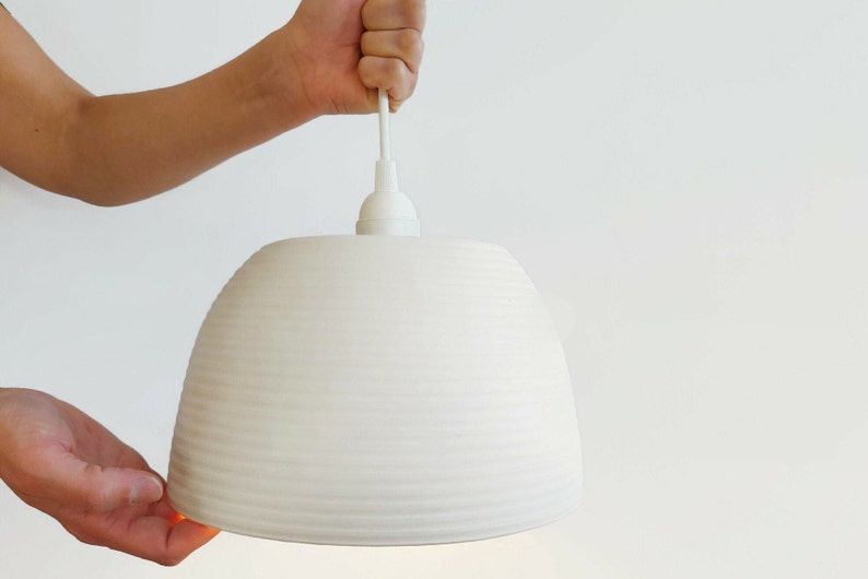 White pendant lighting No5 , Ceramic hanging lamp , Handmade ceramic lamp image 5