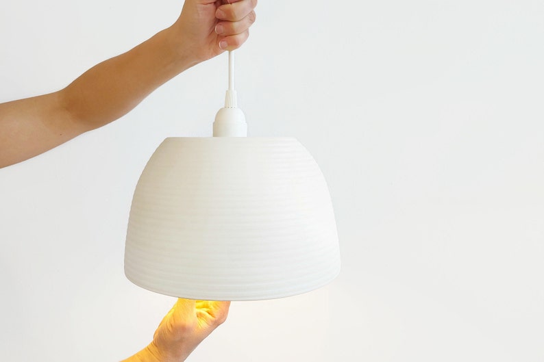 White pendant lighting No5 , Ceramic hanging lamp , Handmade ceramic lamp image 4