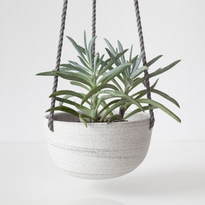 Small hanging planter speckled ceramic , Ceramic plant hanger , Hanging plant pot , Indoor planter image 3