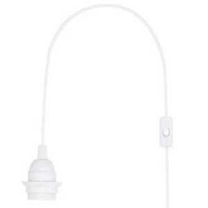 May include: White electrical cord with an inline on/off switch and a white lamp socket at the end.