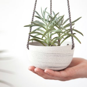 Small hanging planter speckled ceramic , Ceramic plant hanger , Hanging plant pot , Indoor planter