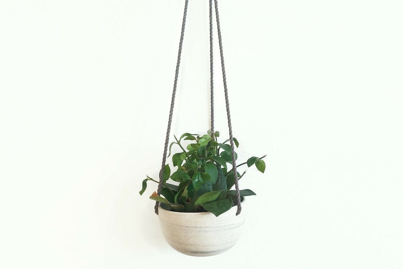 Small hanging planter speckled ceramic , Ceramic plant hanger , Hanging plant pot , Indoor planter image 6