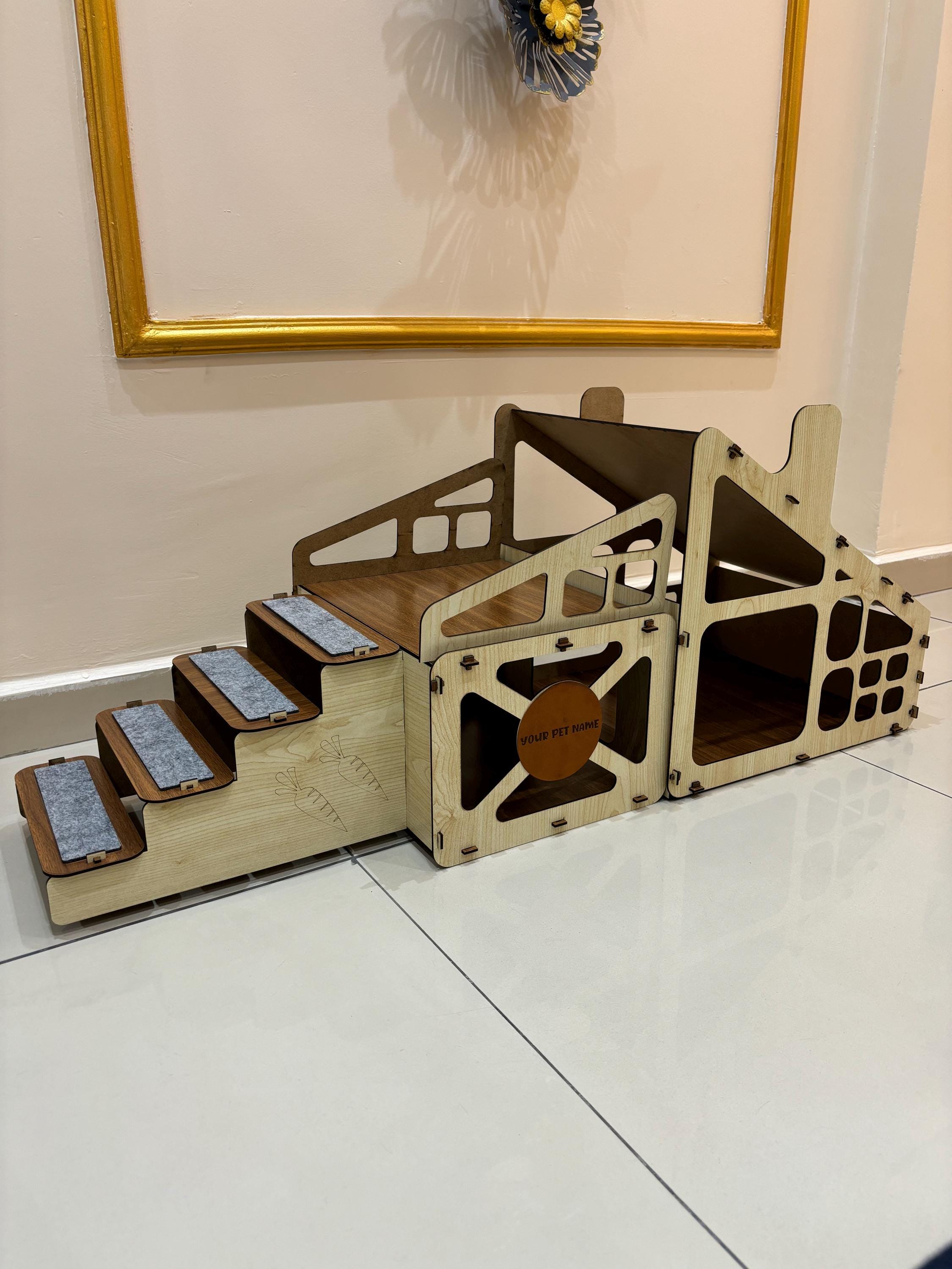 Wooden Rabbit Hideout Castle, Large Rabbit Wooden Hideout House, Extra ...