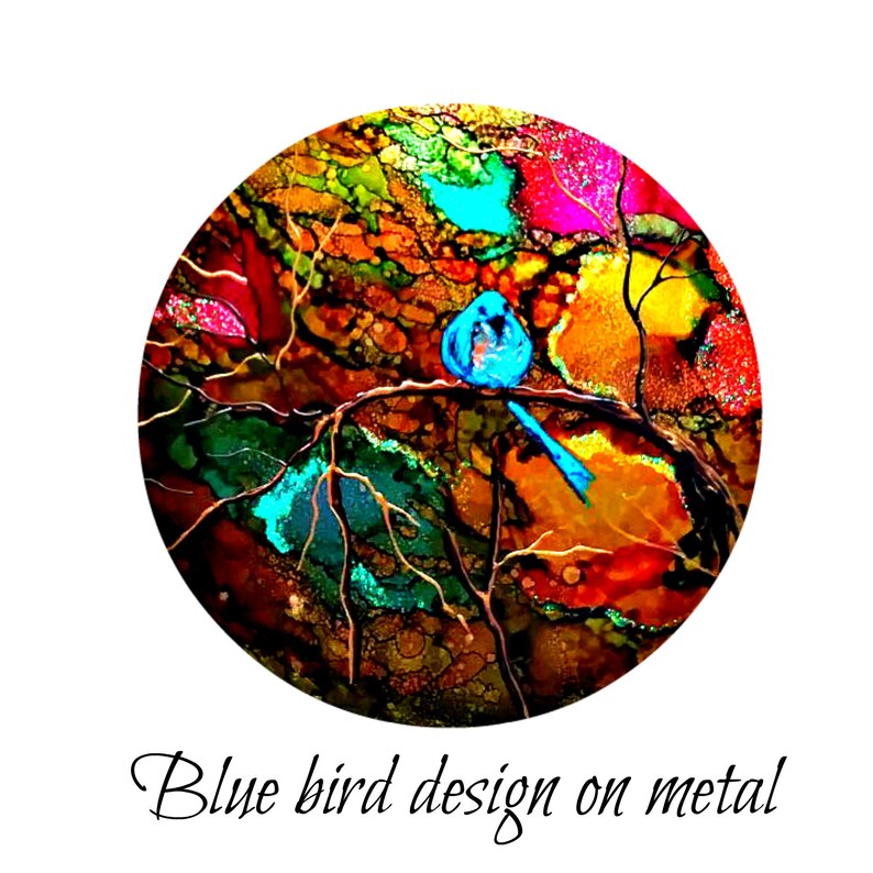 Bluebird Painting on Metal Round Metal Art Bluebird Metal Etsy