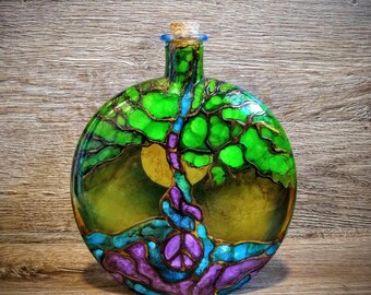 glass urn tree of life human ash urn decorative glass memory bottle ash keeper pet ash urn, remembrance bottle, keepsake cremation urn