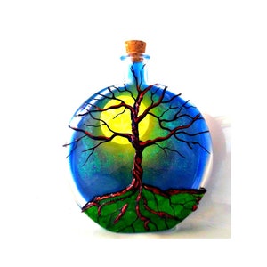 Hand Painted Tree of Life Cremation Urn: Galaxy Memorial Ash Vessel