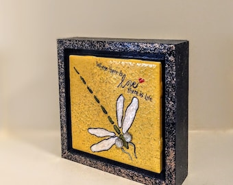 Hand Painted Dragonfly Shadow Box : wooden framed dragonflies Home Decor