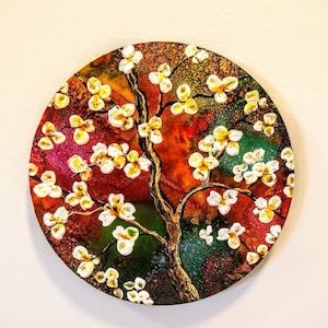hand painted floral wall decor gifts | floral paintings on metal | flower painting on metal | dogwood tree paintngs | dogwood wall art gifts